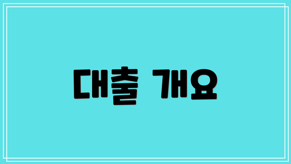 대출 개요
