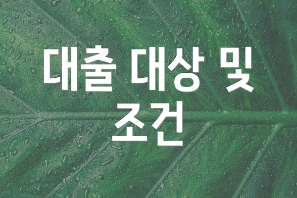 대출 대상 및 조건