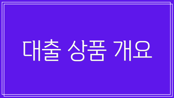 대출 상품 개요