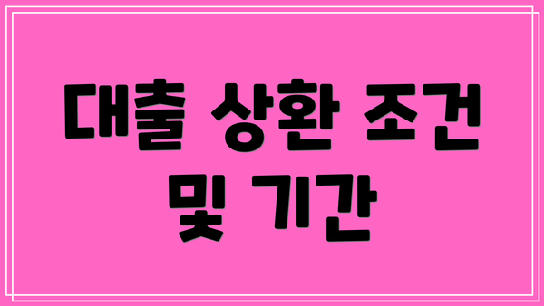 대출 상환 조건 및 기간