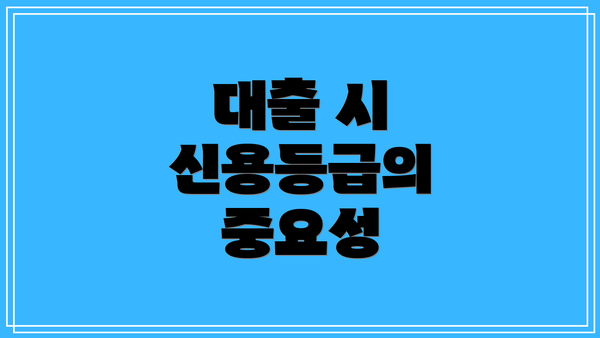 대출 시 신용등급의 중요성