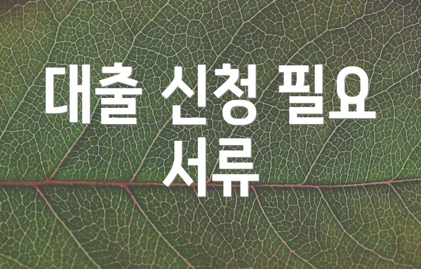 대출 신청 필요 서류