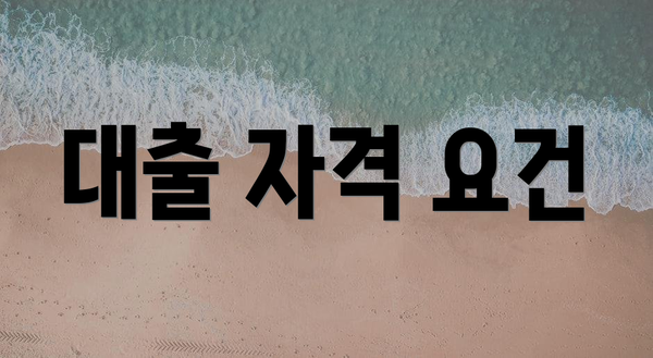 대출 자격 요건