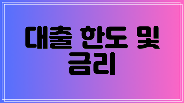 대출 한도 및 금리