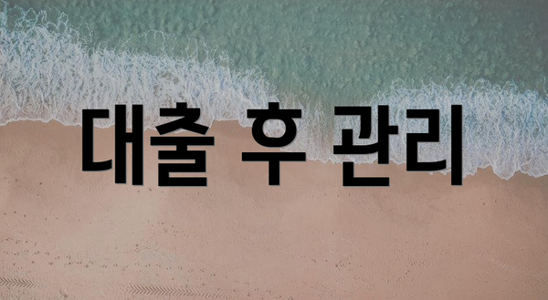 대출 후 관리