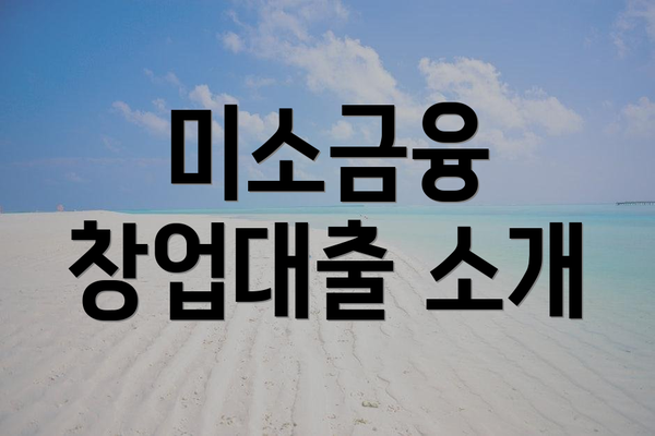 미소금융 창업대출 소개