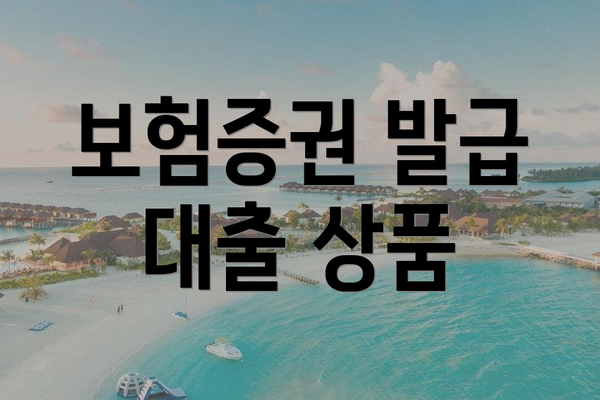 보험증권 발급 대출 상품