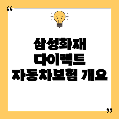 삼성화재 다이렉트 자동차보험 개요