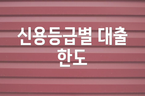 신용등급별 대출 한도