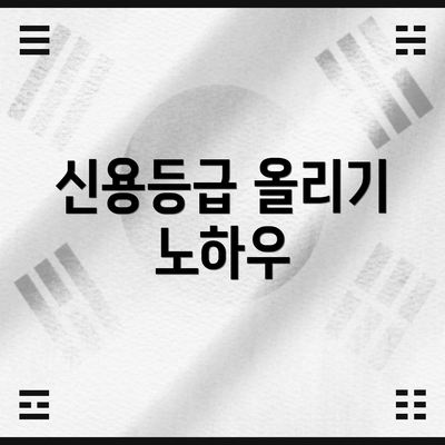 신용등급 올리기 노하우