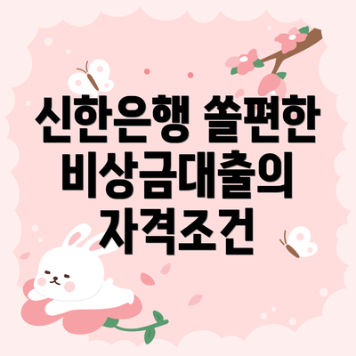 신한은행 쏠편한 비상금대출의 자격조건