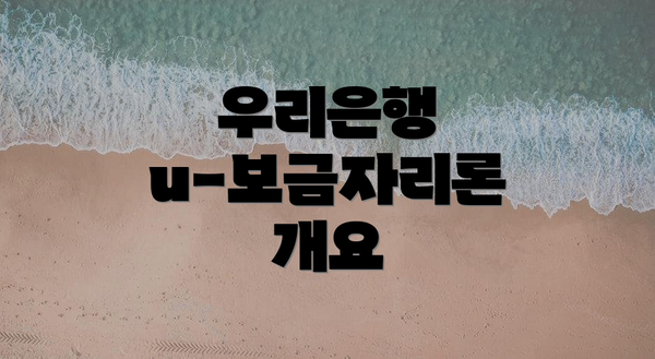우리은행 u-보금자리론 개요