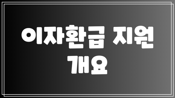 이자환급 지원 개요