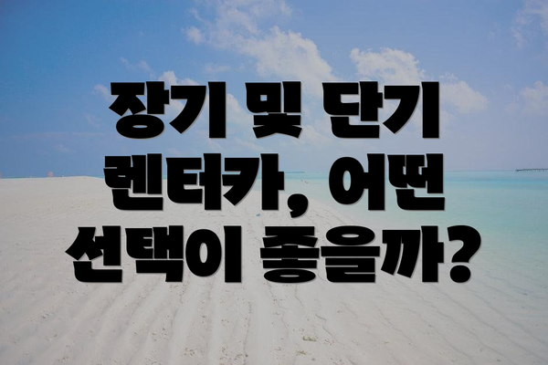 장기 및 단기 렌터카, 어떤 선택이 좋을까?