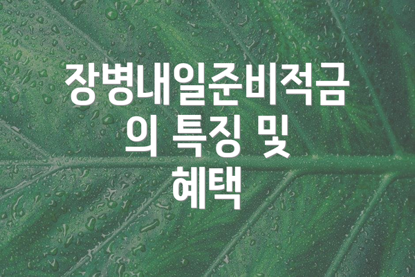 장병내일준비적금의 특징 및 혜택