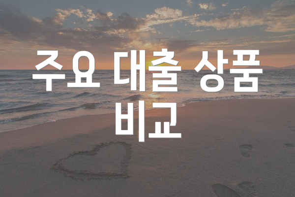 주요 대출 상품 비교
