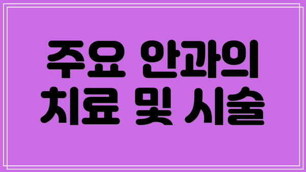 주요 안과의 치료 및 시술
