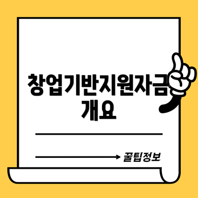 창업기반지원자금 개요