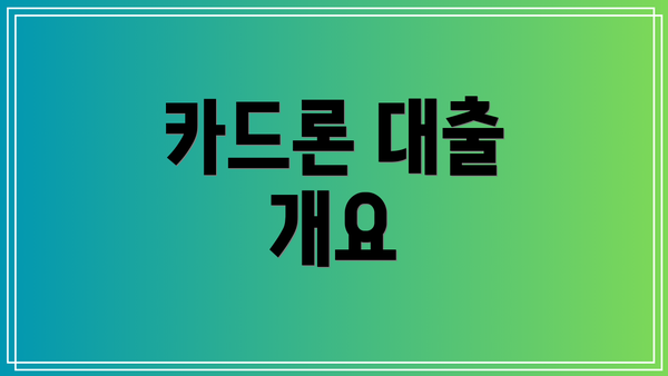 카드론 대출 개요