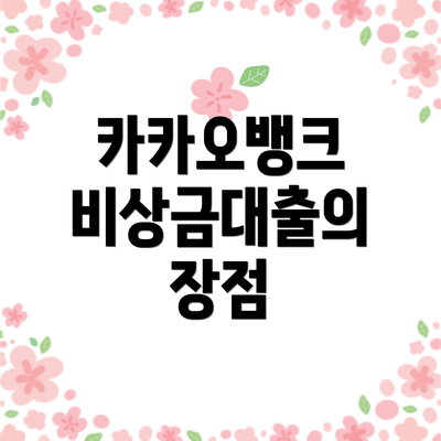 카카오뱅크 비상금대출의 장점