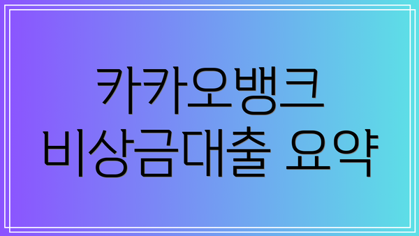 카카오뱅크 비상금대출 요약