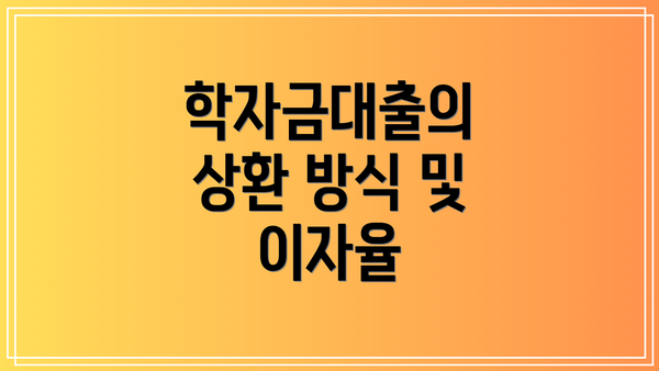 학자금대출의 상환 방식 및 이자율