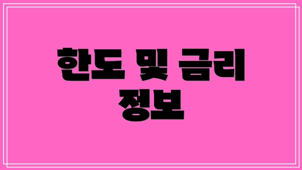 한도 및 금리 정보