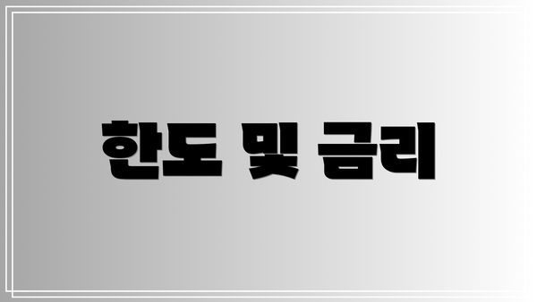 한도 및 금리