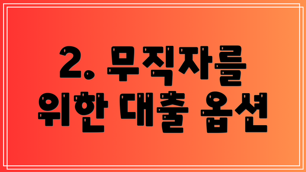 2. 무직자를 위한 대출 옵션