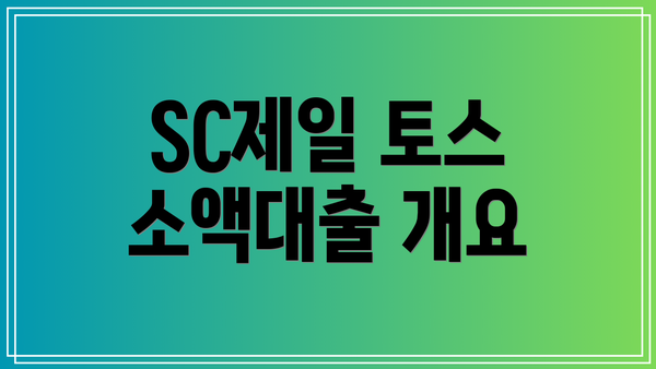 SC제일 토스 소액대출 개요