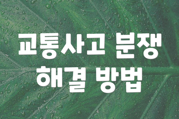 교통사고 분쟁 해결 방법