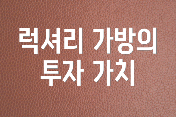럭셔리 가방의 투자 가치