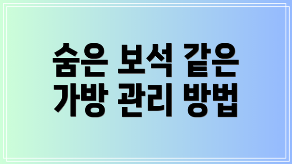 숨은 보석 같은 가방 관리 방법