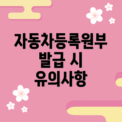 자동차등록원부 발급 시 유의사항