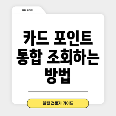 카드 포인트 통합 조회하는 방법