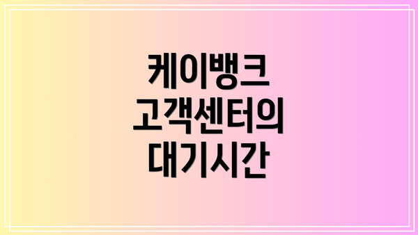 케이뱅크 고객센터의 대기시간