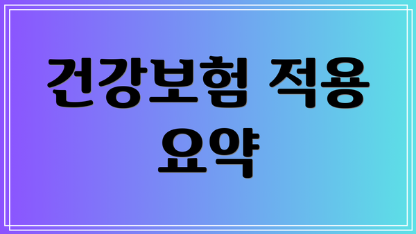 건강보험 적용 요약