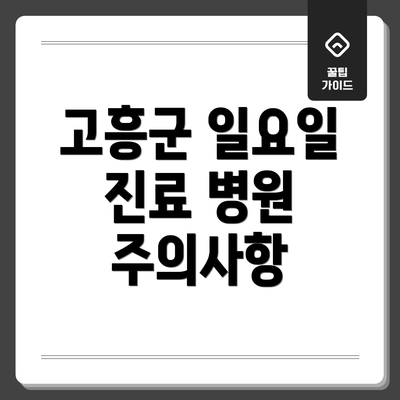 고흥군 일요일 진료 병원 주의사항