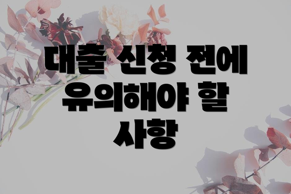 대출 신청 전에 유의해야 할 사항