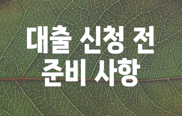 대출 신청 전 준비 사항