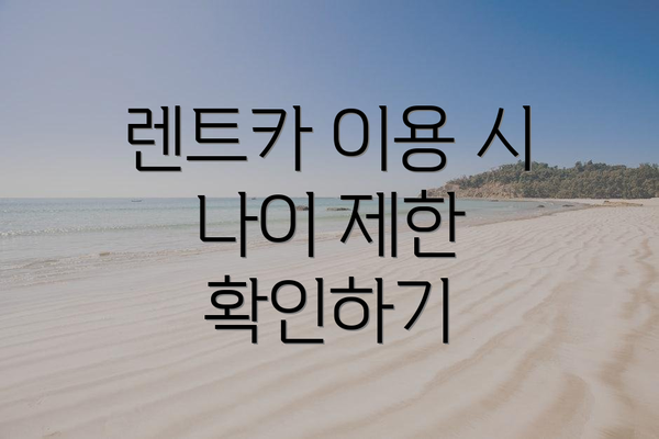 렌트카 이용 시 나이 제한 확인하기