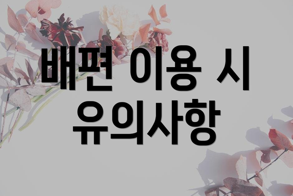 배편 이용 시 유의사항