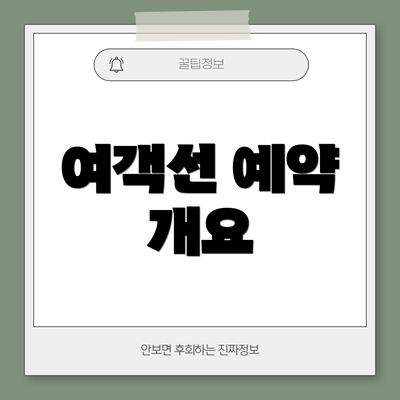 여객선 예약 개요