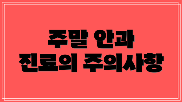 주말 안과 진료의 주의사항