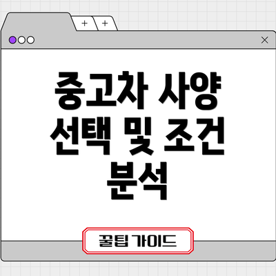 중고차 사양 선택 및 조건 분석