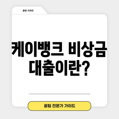 케이뱅크 비상금 대출이란?